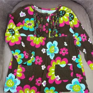 Carters brown with multicolored flowers baby girl long-sleeve dress